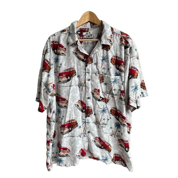 Pineapple Connection Vintage Cars Colorful Print Hawaiian Camp Shirt Size XL - Picture 1 of 9